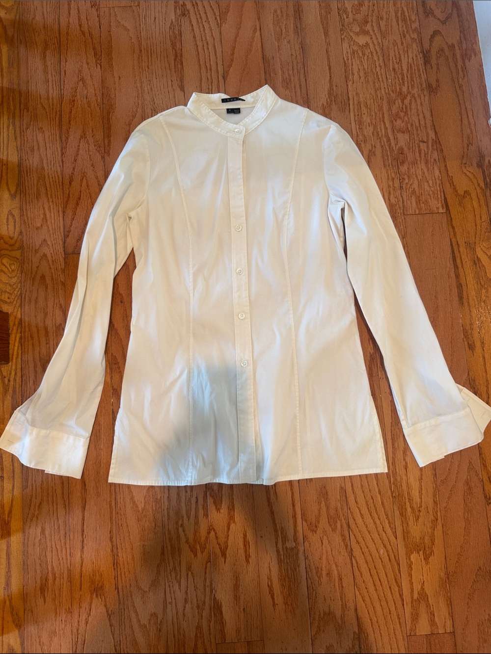 Theory Women's White Long-Sleeve Button Front Blouse